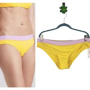 Athleta Chroma Swim Bikini Bottom Size Large Yellow Lilac Blocked Hawaii NWT